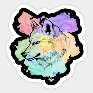 Watercolor Wolf Sticker